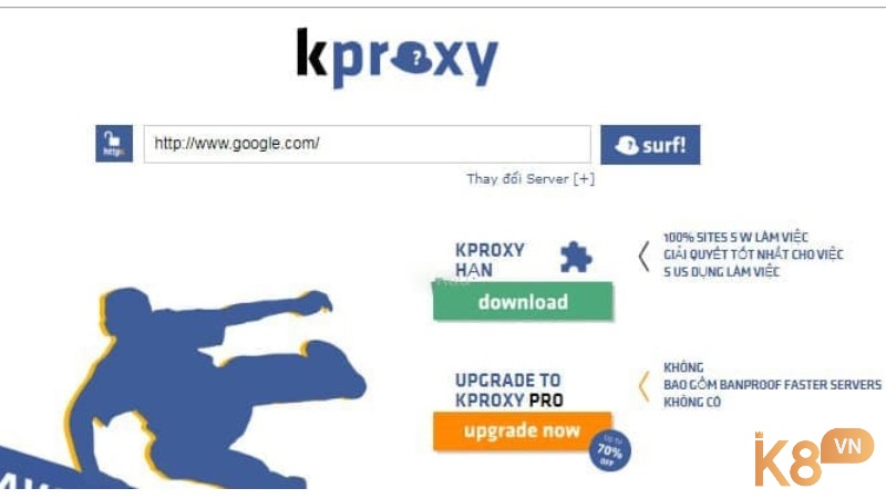 Dùng Kproxy để vào website K8 dễ dàng