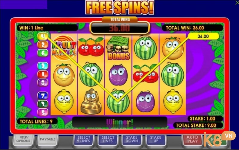 Trong tính năng Free Spins các chiến thắng đều được nhân ba